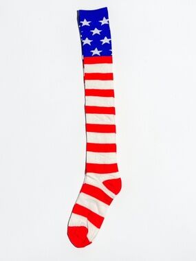 American Flag Thigh High Socks Over Knee Red White Blue NWT 🇺🇸